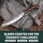 Condor Tool & Knife Mini Duku Heavy Duty Machete with Sheath, Walnut Handle - Hand Crafted Welted Leather Sheath - Camping Machete Knife - 10.5in Blade - 18.5oz