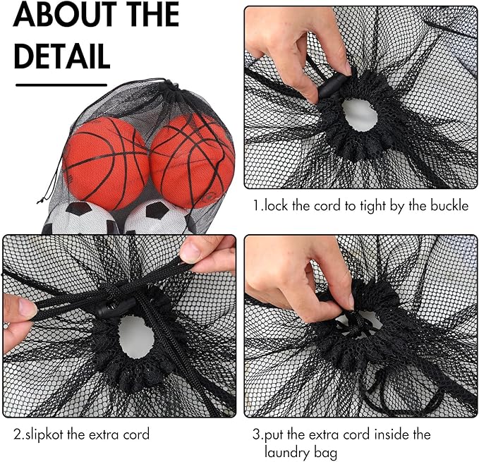 Berlune 30 Pack 24 x 36 Inches Large Mesh Bags for Laundry, Wash bags, Sturdy Mesh Material Closed with Drawstring, Factory, University, Dormitory, Travel and Apartment Dweller (Black)