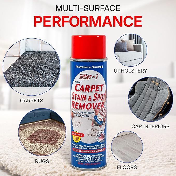 Carpet Spot Remover, Stain and Red wine Remover and Spot Treatment for Oil, Grease, Urine, Cleaning Performance for Rugs, Upholstery, Fabrics Pack of 6