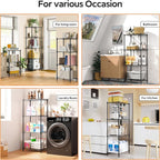 M MZG 4 Tiers Shelf Metal Storage Shelves Wire Rack Closet Organizers for Garage Kitchen Bathroom Laundry Black 11.8" D x 17.7" W x 41.9" H