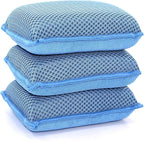 Miracle Microfiber Kitchen Sponge by Scrub-It - Non-Scratch Heavy Duty Dishwashing Cleaning sponges- Machine Washable - (Blue)