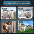 Grey Color Laundry Rack - Wall Mounted, Collapsible Clothes Drying Rack With Loop-type Hooks