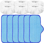 Reusable Microfiber Pads Compatible with Dupray Neat Steam Cleaner Replacement Mop Cleaning Pads, Reusable Cloths and Small Bonnets, 6+6 Pack