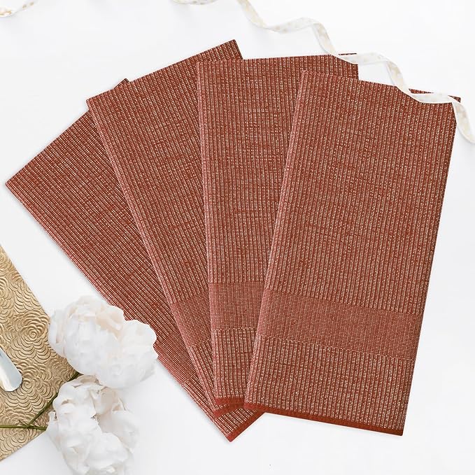 Homaxy Premium Kitchen Towels(18”x 28”, 8 Pack), Large Cotton Kitchen Hand Towels, Flat and Terry Dish Towels, 380 GSM Highly Absorbent Tea Towel Set with Hanging Loop, Rust