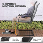 NUU GARDEN 3 Pieces Outdoor Bistro Set, 2 Patio Chairs with 20" Round Patio Table, Textilene Chairs and Iron Side Outdoor Table for Patio, Deck, Garden, Gray and Black