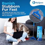 PetLovers EzLint Mega 52" Carpet Rake & Pet Hair Removal Tool – Dog & Cat Hair Remover Broom with Adjustable Handle & Extra Wide Head for Carpets, Rugs & Stairs, Blue
