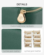 Vlando Jewelry Travel Case,Travel Jewelry Organizer with Clear Velvet Jewelry Bags 8Pcs Zipper Pouch for Women Girl Gift-Green