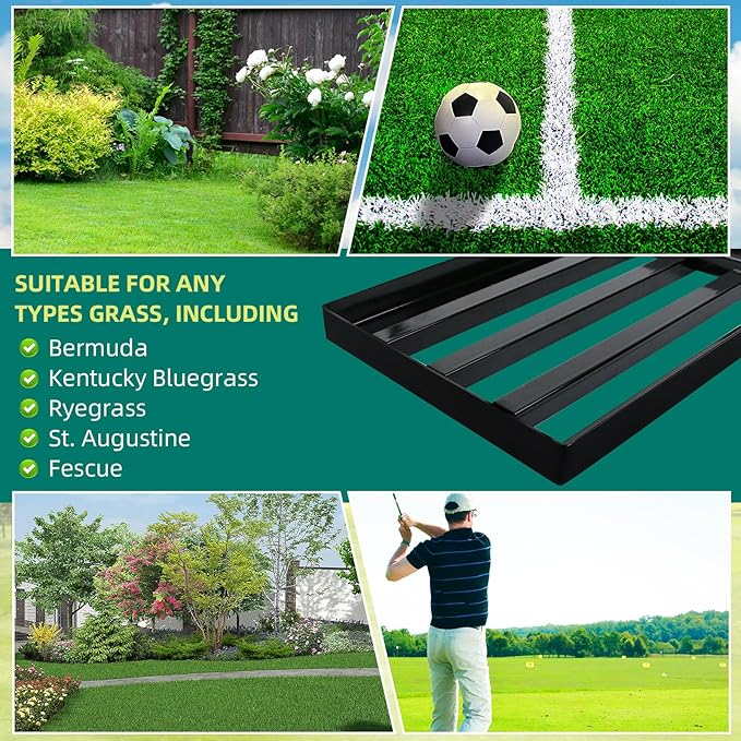 Lawn Leveling Rake 30 x 10 Inch Stainless Steel Heavy Duty Ground Leveler, Flipping-Resistant Smooth Edge, Adjustable Handle 28–60 Inches for Backyard Landscape, Garden, Golf Course, Farm, Pasture.