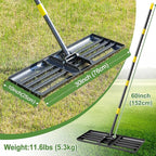Lawn Leveling Rake, 30 Inch Heavy Duty Lawn Leveler with Adjustable Handle, Yard Soil Grass Dirt Leveling Rake Ground Level Tool (5FT)