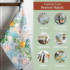Maison d' Hermine Kitchen Towels Set of 3 100% Cotton 27.50" x 20" Reusable Cloth Tea Dish Towels Absorbent with Hanging Loop for Kitchen, Home, Dining, Cocktail Parties Spring/Summer (Agrume)