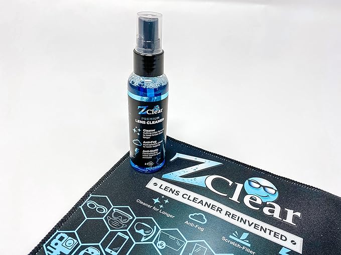 Zclear 2 oz EyeGlasses Cleaner + Micro Fiber Cleaning Cloth: Anti Fog Spray for Eye Glasses, Eye Glasses Cleaner Spray | Long Lasting | Made in USA- 1-2oz spray + Micro Fiber