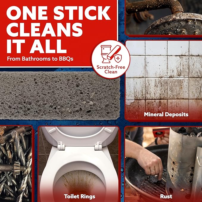 PUMIE Pumice Scouring Stick (1 Pack) - Extra Strong, Heavy Duty Pumice Cleaning Stone for Bathroom, Kitchen, Grill - Scouring Stick for Cleaning Pool, Rust, Stains & Hard Water Rings
