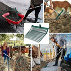 Manure Fork Replacement Head, Heavy Plastic Horse Manure Fork with 69 Inch Spliced Extension Rod – Long Handle Fork for Hay, Compost, Barn, Horse Stable & Gardening（Blue）