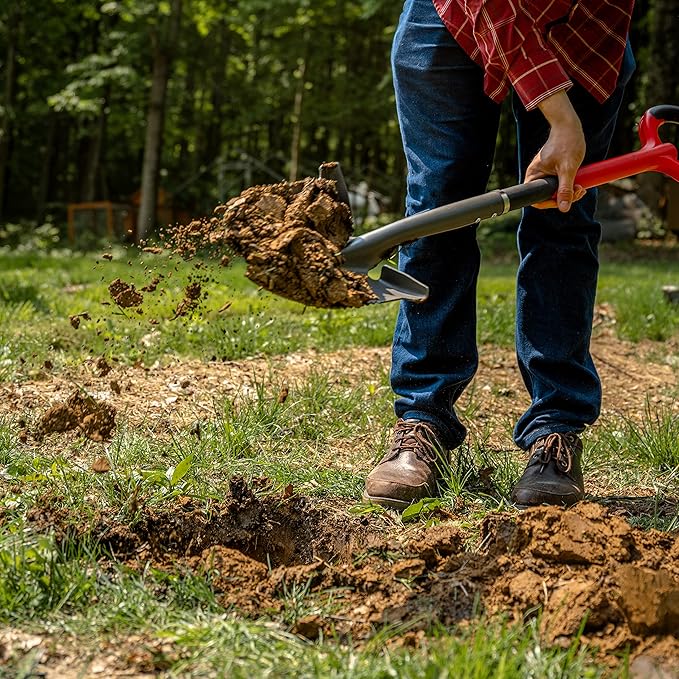 Radius Garden 22211, Root Slayer Round Head Shovel, Red