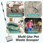 Adjustable Chicken Poop Scooper, Heavy Duty Stainless Steel Chicken Rake with 3-Slot Pole, Multi-Use Pet Waste Shovel & Hay Scooper - 36"/50"/64" Length