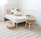 OrganiHaus Woven Storage Baskets for Organizing, Cotton Rope Organizer Bins for Shelves, Closet & Nursery, Dog Toy Basket, Decorative Bins for Toys, Towels & Books - 15x10x9, Honey/Off-White