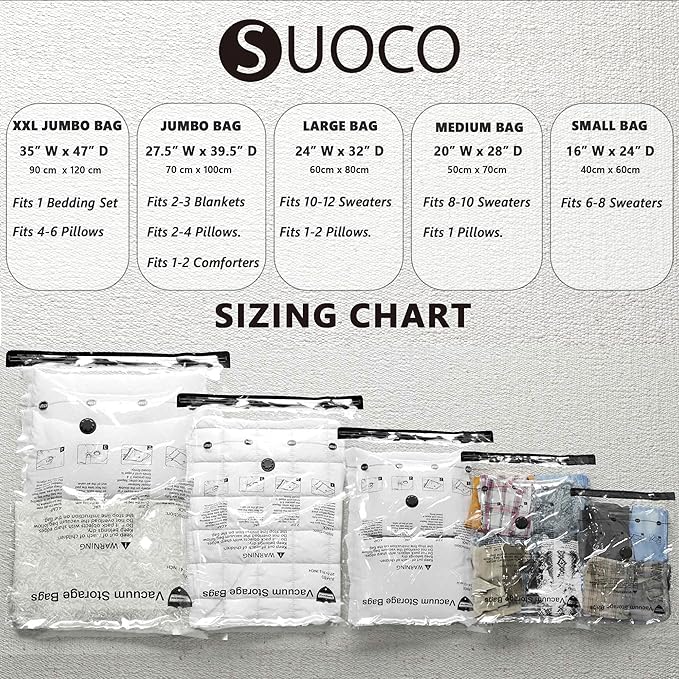 Vacuum Storage Bags with Electric Pump, Compression Packing Bags for Travel Luggage, Space Saver for Clothing Clothes Bedding Blankets Pillows, 10 Jumbo