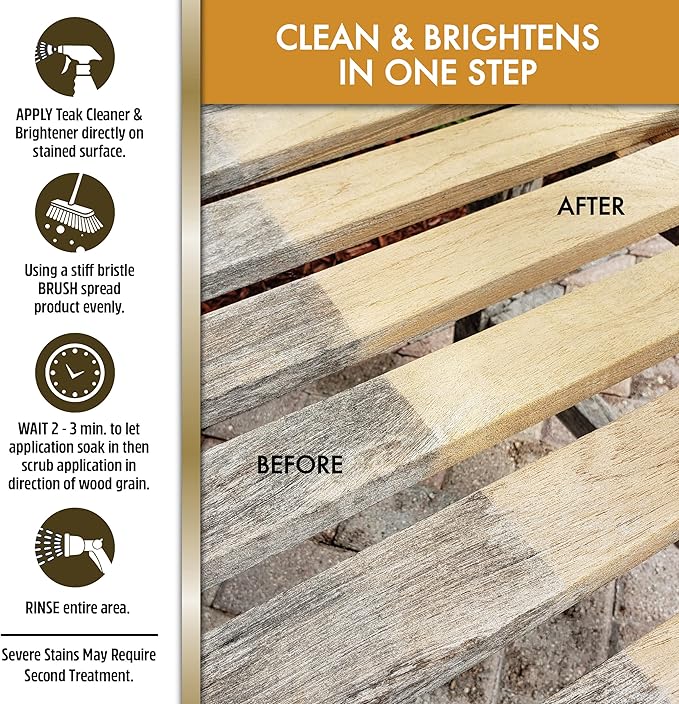STAR BRITE Teak Care Kit 32 OZ - Cleaner, Brightener Spray & Teak Oil for Fine Woods (081205)