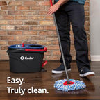 O-Cedar RinseClean Spin Mop & Bucket System + 2 Extra Mop Heads| Clean with Water | Removes 99% of Bacteria