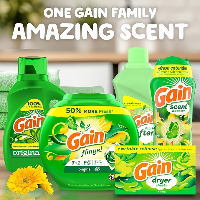 Gain Liquid Fabric Softener, Original Scent, 35 FL OZ LIQ., 48 Loads, Smooth Touch - softness you can feel