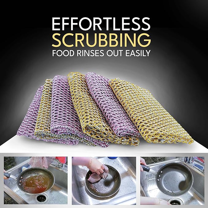 The Crown Choice Heavy Duty Non-Scratch Dish Scrubbers for Cleaning Dishes & Pots (6Pcs) - Replace Kitchen Sponges for Dishwashing with Our Scouring Pads - Try Our Alternative Dish Washing Scrub