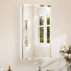 TETOTE 15 x 26 Mirrored Medicine Cabinets for Bathroom with Tempered Beveled Mirror White Medicine Cabinet Aluminum Cabinet DTC Hinges, Stepless Adjustable Shelves, Recessed/Surface-Mounted