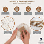 Biodegradable Natural Kitchen Sponge - Compostable Cellulose and Coconut Scrubber Sponge - Pack of 12 Eco Friendly Sponges for Dishes