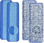 4 Pack Microfiber Cleaning Pad for Bona Mop Safe for Hardwood & Hard Surface Floors Dry Wet Floor Cleaning - Includes 2 Microfiber Cleaning Pad and 2 Dusting Pad - Microfiber Mop Pads for 18Inch Mop