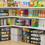 3-Pack Stackable Can Rack Organizer for Pantry, Adjustable Can Holder for Various Ounce of Cans up to 90, Rolling Can Dispenser for Canned Food Soup Goods Storage in Kitchen Cabniet, 2 Tier, Black