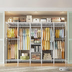 Raybee 88.2" W Clothes Rack Heavy Duty Clothing Racks for Hanging Clothes Extra Wide Portable Closet Loads 1200LBS Freestanding Garment Rack for Bedroom 88.2" W x 75.6" H x 15.7" D, White