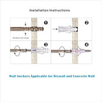 Plastic Drywall/Concrete Anchors with Stainless Steel Screws Assortment Kit 100PCS, 50 Plastic Dry Wall Anchors and 50 Flat Head Screws, Sheetrock Anchors (100, #6)