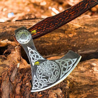 MDM-012 Custom Hand Forged Viking Axe Real Tomahawk Viking Hatchet Beared Camping Axe, 5160 HIGH Carbon Steel Blade, Throwing Set Vintage Ax Viking Gift for Him - Viking Gifts (Ragnar)