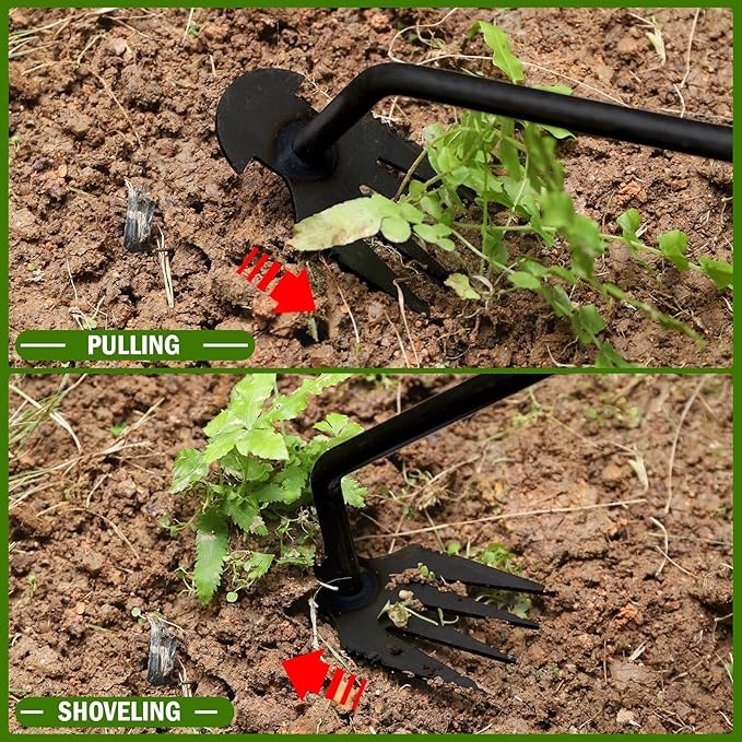Garden Weed Pulling Tool Uprooting Weeding Tool, Weed Puller Tool, 2025 New Portable Garden Weeding Tool, Stainless Steel Weeder Tool, 4 Teeth Weeding Artifact Uprooting Weeding Tool(2PCS)