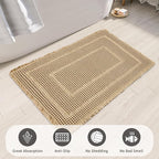 Bath Rugs Mat,Upgraded Waffle Bath mat,Super Absorbent Non Slip Bath Rugs,Machine Washable Rugs for Shower romm, Rubber Backing Boho Mats, Ultra Soft,Brown,17"*24"