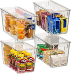 ClearSpace Modern Plastic Storage Bins with Lids – Perfect Kitchen Organization or Pantry Fridge Organizer, 4 Pack, 12.5" x 6" x 7", 9L Capacity Each, BPA Free, Stackable