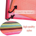 KUUQA 10 Pcs Mesh Drawstring Bag, Laundry Bag, Mesh Stuff Sack, Golf Ball Bag, Nylon Mesh Bag for Storage, Travel and Sports (Colorful, 13"x15.5")