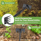 Manual Weeder Tool,4 Tines Garden Weeding Rake with Sharp Blade,55 Inch Long Handle,Heavy Duty Stand Weeding Tool for Weeding Loosening Soil Gathering Leaf Leveling Thatch Rake