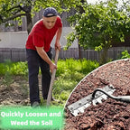 Gardenia Iron Weeding Rake, Iron Rake 2.0 for Gardening and Weeding, Detachable Double-Edged Blade Design Carbon Steel Heavy-Duty Weed Rakes,Hand Weed Puller Tools for Lawn Yard Garden Farm (6 teeths)