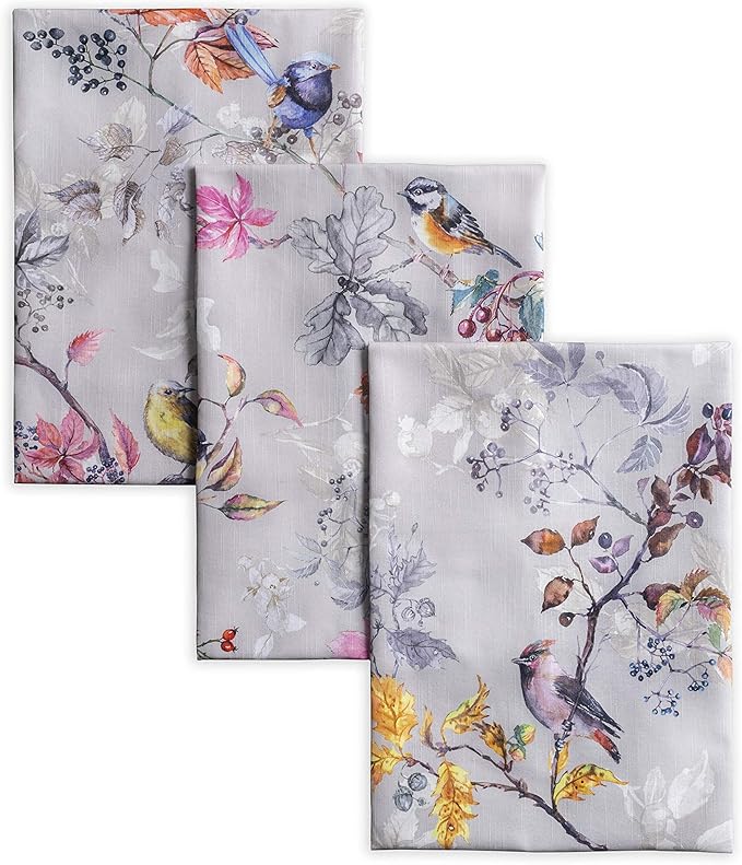Maison d' Hermine Kitchen Towels Set of 3 100% Cotton 27.50" x 20" Reusable Cloth Tea Dish Towels Absorbent with Hanging Loop for Kitchen, Home, Dining, Cocktail Parties (Equinoxe - Grey)