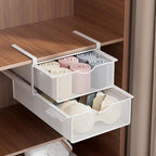Underwear Drawer Organizer for Closet, Hanging Pull-Out Bra Sock Lingerie Storage Basket - Double-Layer Mesh Undergarment Organizer, Multifunctional Space-Saving Wardrobe Organizer for Bedroom