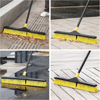 Yocada 24 inch Push Broom Brush Stiff Bristles Heavy-Duty Outdoor Commercial for Cleaning Bathroom Kitchen Patio Garage Deck Concrete Wood Stone Tile Floor 65.3inch Long Handle 2PCS