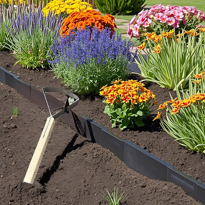 2-in-1 Weed Puller Tool,Garden Weed Scraper Tool, Weeding Rake, Metal Weeder & Soil Leveler with Ergonomic Wood Handle Weed Rake