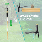 Weed Puller Tool, Stand Up Heavy Duty Weed Remover with Long Bamboo Handle, 4 Claw Steel Head Garden Weeding Tool, Crabgrass & Root Puller for Easy Lawn Weed Removal Without Bending or Kneeling.