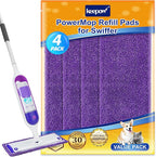 KEEPOW Power Mop Refill Pads for Swiffer, Power Mop Pads for Swiffer Power Mop Wood Floor Cleaning, Microfiber Power Mop Reusable Pads for Hardwood Floors (4 Pack)
