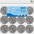 10 Pack Stainless Steel Scrubber, Steel Wool Srubber for Scouring Stubborn Messes from Pots and Pans, Stoves,Broiler Racks,Grills and More