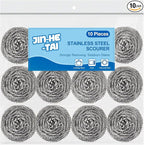 10 Pack Stainless Steel Scrubber, Steel Wool Srubber for Scouring Stubborn Messes from Pots and Pans, Stoves,Broiler Racks,Grills and More