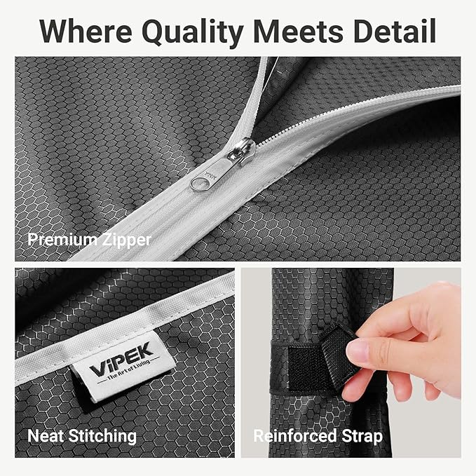 VIPEK V40C Covered Clothes Rack Heavy Duty Clothing Rack with Cover, Custom Freestanding Closet Portable Wardrobe Closet for Bedroom, Large Black Coset Rack with Black Upgarded Polyester Cover