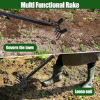 2-in-1 Garden Hoe Tool, Adjustable Length from 37 to 60inch, Ergonomic Design for Weeding and Raking, Durable and Rust-Proof Blade, Save Time and Effort