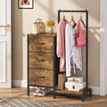 Dresser for Bedroom with Hanging Rack, 3 Drawers Dresser for Bedroom - Rustic Brown