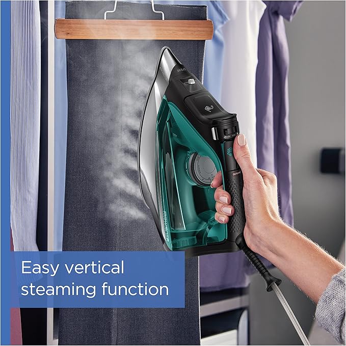 Rowenta Pro Master Stainless Steel Soleplate Steam Iron for Clothes, 210 g/min, 400 Microsteam Holes, Cotton, Wool, Poly, Silk, Linen, Nylon 1775 Watts Ironing, Garment Steamer, Powerful Steam DW8360